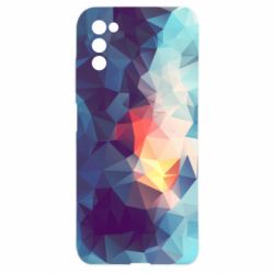 Чехол из раздела Авторские принты Blue low poly для Samsung A03s - FATLINE Чехол из раздела Авторские принты Blue low poly для Samsung A03s