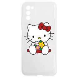 Чехол из раздела Hello Kitty Kitty с букетиком для Samsung A03s - FATLINE Чехол из раздела Hello Kitty Kitty с букетиком для Samsung A03s
