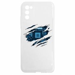 Чехол из раздела Программистам Motherboard through the T-Shirt для Samsung A03s - FATLINE Чехол из раздела Программистам Motherboard through the T-Shirt для Samsung A03s