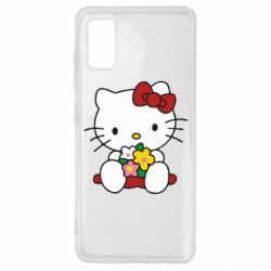 Чехол из раздела Hello Kitty Kitty с букетиком для Samsung A41 - FATLINE Чехол из раздела Hello Kitty Kitty с букетиком для Samsung A41