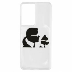 Чехол из раздела Знаменитые личности Karl and the cat with glasses для Samsung S21 Ultra