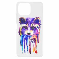 Чехол из раздела Енот Multicolored watercolor raccoon для Xiaomi Mi11 Lite - FATLINE Чехол из раздела Енот Multicolored watercolor raccoon для Xiaomi Mi11 Lite
