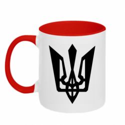 Кружка двухцветная 320ml Coat of arms of Ukraine stylized