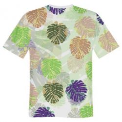Мужская 3D футболка Colored tropical leaves - FATLINE Мужская 3D футболка Colored tropical leaves