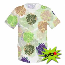 Дитяча футболка 3D Colored tropical leaves - FATLINE Дитяча футболка 3D Colored tropical leaves
