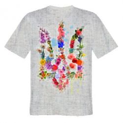 Мужская 3D футболка Цветущий Герб Лен - FATLINE Мужская 3D футболка Цветущий Герб Лен