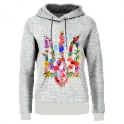 Женская 3D худи Цветущий Герб Лен - FATLINE Женская 3D худи Цветущий Герб Лен