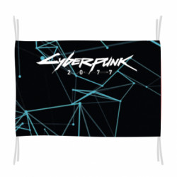 Прапор Cyberpunk 2077 blue abstract lines - FATLINE Прапор Cyberpunk 2077 blue abstract lines