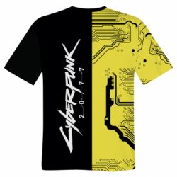 Мужская 3D футболка Cyberpunk black and yellow