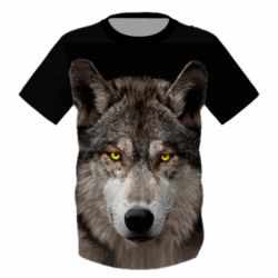 Детская 3D футболка Wolf with yellow eyes