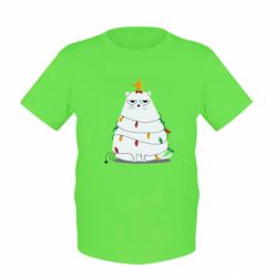 Детская футболка Cat and Christmas Lights - FATLINE Детская футболка Cat and Christmas Lights