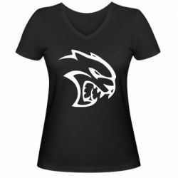 Женская футболка с V-образным вырезом Dodge Hellcat SRT