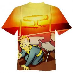 Чоловіча 3D футболка Fallout boy on the background of the explosion - FATLINE Чоловіча 3D футболка Fallout boy on the background of the explosion