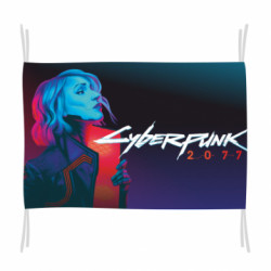 Прапор Cyberpunk Girl Portrait - FATLINE Прапор Cyberpunk Girl Portrait