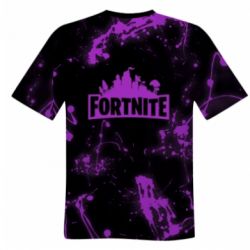 Мужская 3D футболка Fortnite purple logo