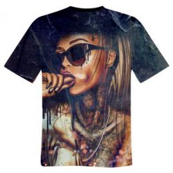 Мужская 3D футболка Girl in tattoos