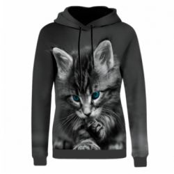 Женская 3D худи Gray cat - FATLINE Женская 3D худи Gray cat