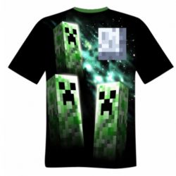 Мужская 3D футболка Green Minecraft - FATLINE Мужская 3D футболка Green Minecraft