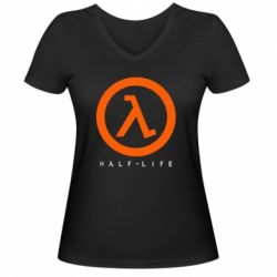 Женская футболка с V-образным вырезом Half-life logotype