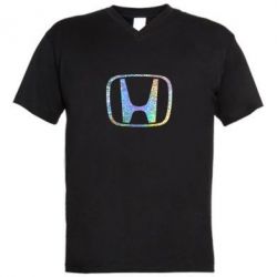 Мужская футболка  с V-образным вырезом Honda logo Голограмма