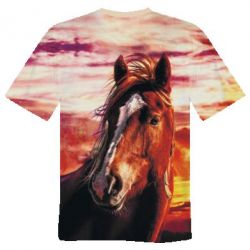 Чоловіча 3D футболка Horse at sunset - FATLINE Чоловіча 3D футболка Horse at sunset