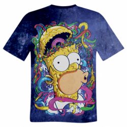 Мужская 3D футболка In Homer's head - FATLINE Мужская 3D футболка In Homer's head