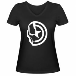 Женская футболка с V-образным вырезом Iron Man and Captain America - FATLINE Женская футболка с V-образным вырезом Iron Man and Captain America