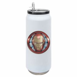 Термобанка 500ml Iron man helmet wood texture - FATLINE Термобанка 500ml Iron man helmet wood texture