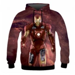Мужская 3D худи Iron Man in space - FATLINE Мужская 3D худи Iron Man in space