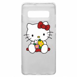 Чехол из раздела Hello Kitty Kitty с букетиком для Samsung S10+ - FATLINE Чехол из раздела Hello Kitty Kitty с букетиком для Samsung S10+