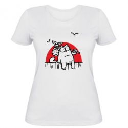 Жіноча футболка Кот Саймона на фоне заката - FATLINE Жіноча футболка Кот Саймона на фоне заката