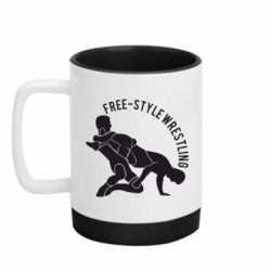 Кружка цветная с силиконовым дном 320ml Free-style wrestling - FATLINE Кружка цветная с силиконовым дном 320ml Free-style wrestling