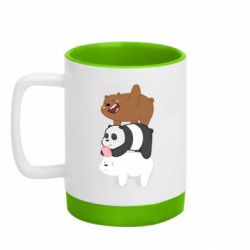 Кружка цветная с силиконовым дном 320ml Гризли Панда и Белый - FATLINE Кружка цветная с силиконовым дном 320ml Гризли Панда и Белый