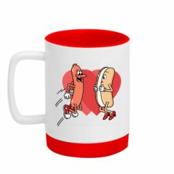 Кружка цветная с силиконовым дном 320ml Hot dog love - FATLINE Кружка цветная с силиконовым дном 320ml Hot dog love