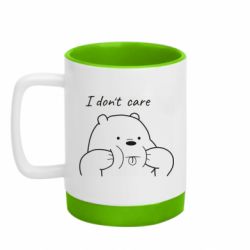 Кружка цветная с силиконовым дном 320ml I don't care white - FATLINE Кружка цветная с силиконовым дном 320ml I don't care white