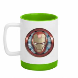 Кружка цветная с силиконовым дном 320ml Iron man helmet wood texture - FATLINE Кружка цветная с силиконовым дном 320ml Iron man helmet wood texture