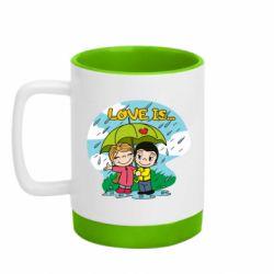 Кружка цветная с силиконовым дном 320ml Love is ... in the rain - FATLINE Кружка цветная с силиконовым дном 320ml Love is ... in the rain