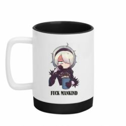 Кружка цветная с силиконовым дном 320ml Nier. Fuck Mankind - FATLINE Кружка цветная с силиконовым дном 320ml Nier. Fuck Mankind