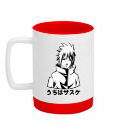 Кухоль кольоровий з силіконовим дном 320ml Uchiha Sasuke Black And White Art - FATLINE Кухоль кольоровий з силіконовим дном 320ml Uchiha Sasuke Black And White Art