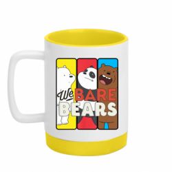 Кружка цветная с силиконовым дном 320ml We bare bears collage - FATLINE Кружка цветная с силиконовым дном 320ml We bare bears collage
