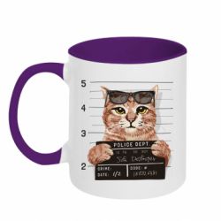 Кружка двоколірна 320ml Arrested cat - FATLINE Кружка двоколірна 320ml Arrested cat