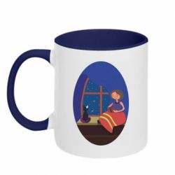 Кружка двоколірна 320ml Дівчинка з котом - FATLINE Кружка двоколірна 320ml Дівчинка з котом