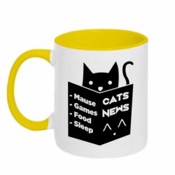 Кружка двухцветная 320ml Кот читает журнал - FATLINE Кружка двухцветная 320ml Кот читает журнал