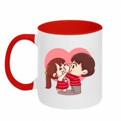 Кружка двоколірна 320ml Парочка. Які щічки - FATLINE Кружка двоколірна 320ml Парочка. Які щічки