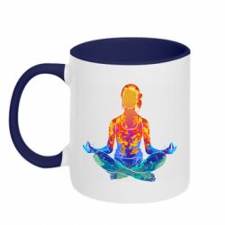 Кружка двухцветная 320ml Йога, девушка медитирует