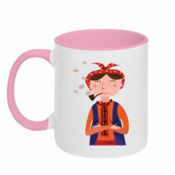 Кружка двоколірна 320ml Жінка що палить люльку - FATLINE Кружка двоколірна 320ml Жінка що палить люльку