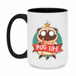Кружка двухцветная 420ml Мопс король - FATLINE Кружка двухцветная 420ml Мопс король