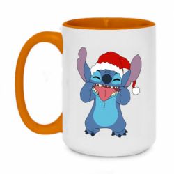 Кружка двухцветная 420ml Новогодний Стич - FATLINE Кружка двухцветная 420ml Новогодний Стич