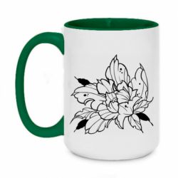 Кружка двухцветная 420ml Peony in oriental style - FATLINE Кружка двухцветная 420ml Peony in oriental style