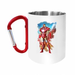 Кружка с ручкой "карабин" Avengers iron man drawing - FATLINE Кружка с ручкой "карабин" Avengers iron man drawing